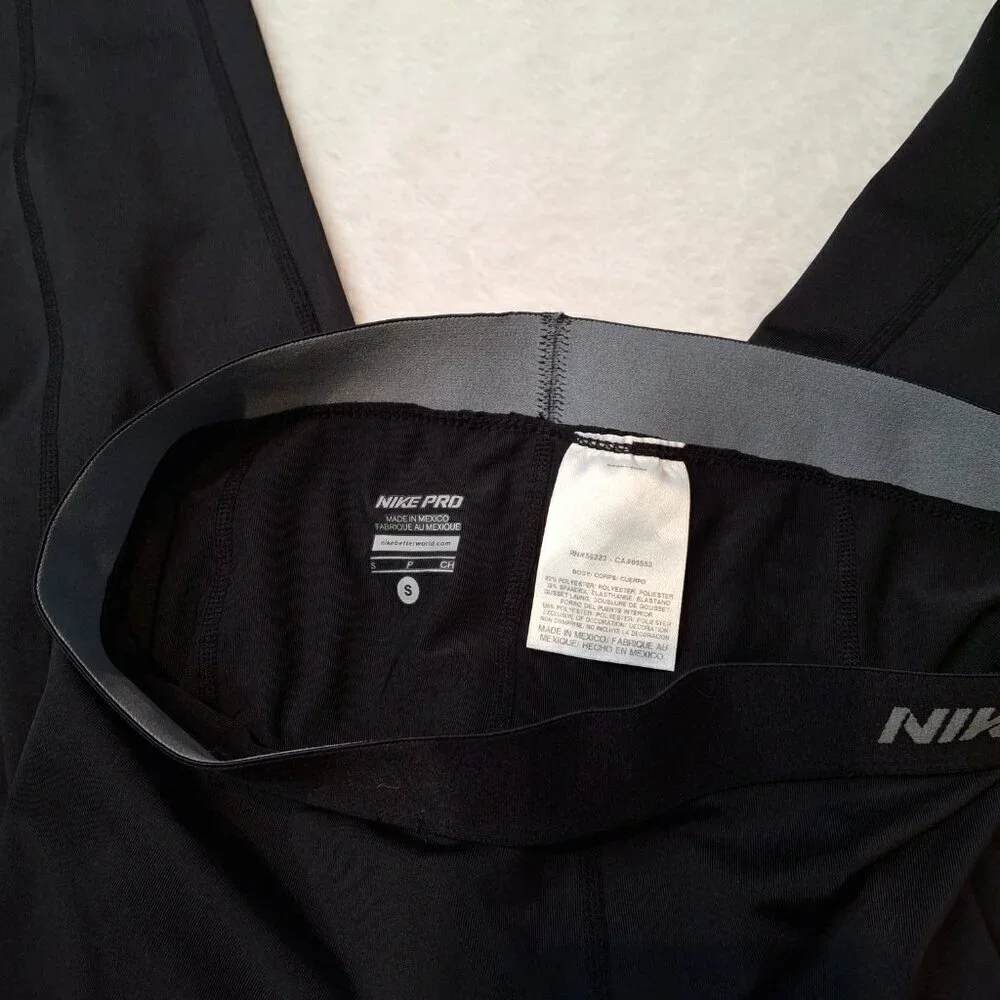 Nike Pro Dri Fit Crop Leggings Sz S Low Rise Sporty Workout Gym Athleisure Black